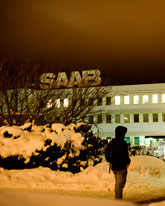 Saabs fabrik i Trollhättan på måndagen. Foto: Björn Larsson Rosvall/Scanpix