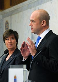 Fredrik Reinfeldt och Mona Sahlin. Foto: Leif R Jansson/Scanpix