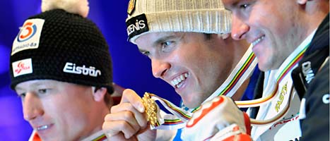 Christof Innerhofer vann VM-guld i super G. Foto: Janerik Henriksson/Scanpix