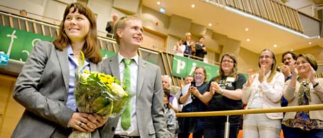 Åsa Romson och Gustav Fridolin är Miljöpartiets nya ledare. Foto: Erik Mårtensson/Scanpix