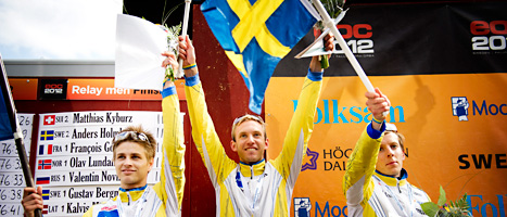 Sveriges killar tog silver i stafetten i EM. Foto: Jens Lestrade/Scanpix