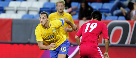 Zlatan spelade bara halva matchen mot Kina. Foto: Björn Lindgren/Scanpix