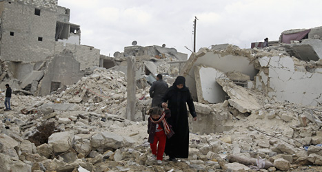 Sönderskjutna hus i staden Aleppo i Syrien. Foto:Ehran Sevenler/Scanpix.