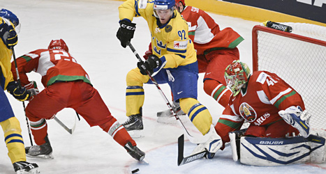 Tre Kronor vann måndagens match mot Vitryssland med 2-1.
Foto: Fredrik Sandberg/Scanpix.