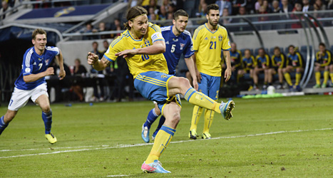 Zlatan gjorde båda målen mot Färöarna. Foto: Leif R Jansson/Scanpix.