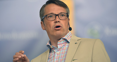 Kristdemokraternas ledare Göran Hägglund talar i Almedalen på Gotland. Foto: Henrik Montgomery/Scanpix.