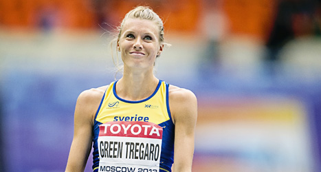 Emma Green Tregaro tävlade i höjdhopp i VM i Moskva. Foto: Erik Mårtensson/Scanpix.