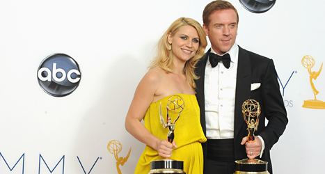 Claire Danes och Damien Lewis har fått pris för sina huvudroller i tv-serien Homeland. Foto: Jordan Strauss/TT