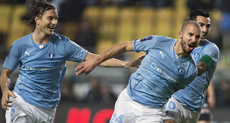 Malmö FF vann mot Elfsborg och fixade SM-guldet i fotboll. 
Foto: Björn Larsson Rosvall/TT.