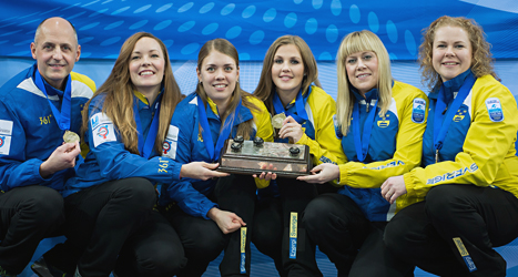 Sveriges damer är europamästare i curling. Foto: Carina Johansen /TT.
