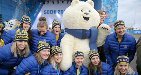 Svenska idrottare i OS-byn i Sotji i Ryssland. Foto: Vadim Garda/ TT.