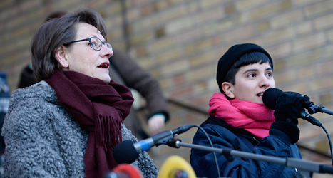 Gudrun Schyman och Sissela Nordling Blanco är talespersoner för partiet Feministiskt Initiativ. Foto: TT.