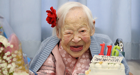 Misao Okawa är 116 år gammal. Foto: Yoshiko Moriya/TT