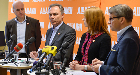 Ledarna för partierna i regeringen. Foto: Anders Wiklund /TT.