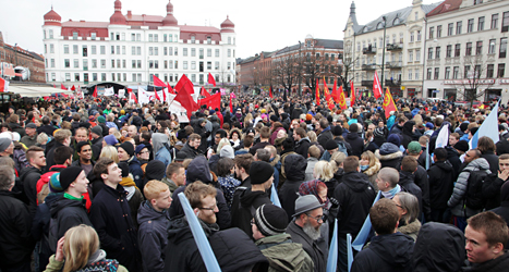 Tusentals människor i Malmö protesterade mot nazismen. 
Foto: Stig-Åke Jönsson/TT.