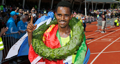 Ghirmay Ghebreselassie från Eritrea vann Göteborgsvarvet.
Foto: Adam Ihse/TT.