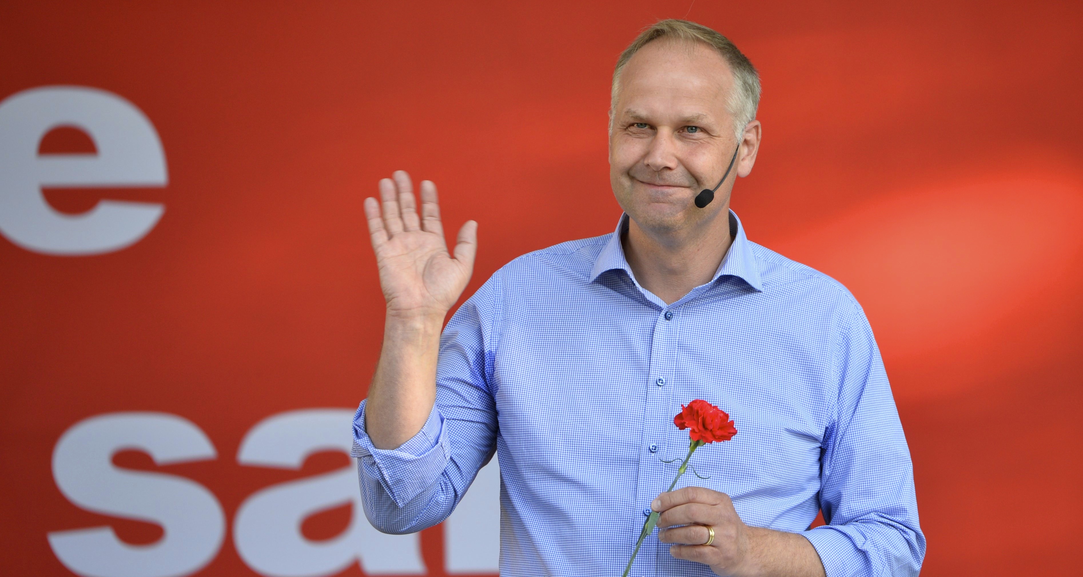 Vänsterpartiets ledare Jonas Sjöstedt pratade om politik i Almedalen. Foto: Henrik Montgomery/TT