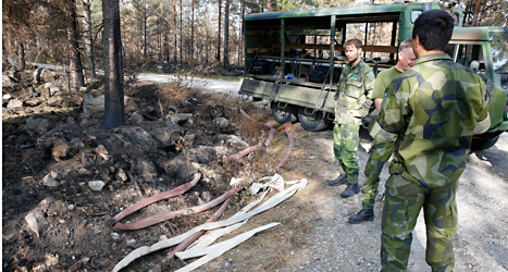 Militärer har hjälpt till att stoppa branden i Västmanland. Foto: Fredrik Persson /TT