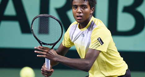 Elias Ymer vann den avgörande matchen i Sveriges match i Davis Cup.
Foto: Mikael Fritzon/TT.