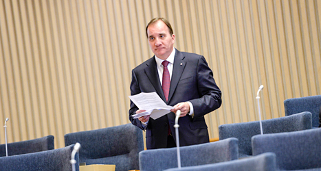 Nu är det dags. Politikerna i riksdagen ska rösta ja eller nej till Stefan Löfven som ny statsminister. Foto: TT