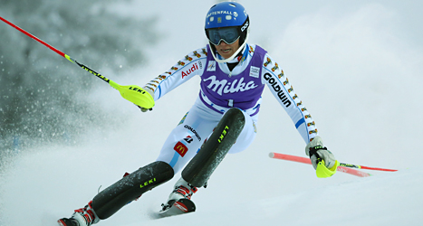 Frida Hansdotter åkte bra i vinterns första tävling. Foto: Giovanni Auletta/TT.