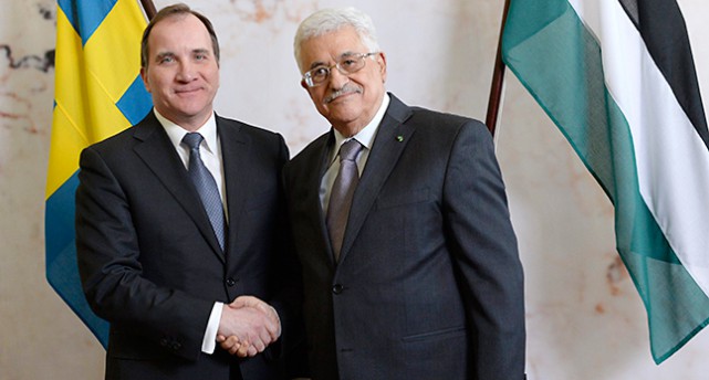 Stefan Löfven och Mahmud Abbas.