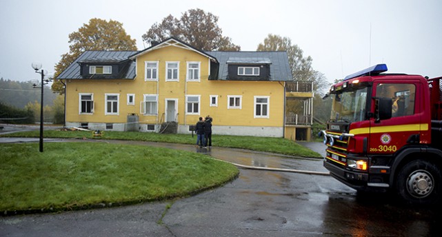Ett hus som brunnit i Oderljunga i Skåne.