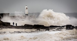 Storm på hav utanför södra Wales.