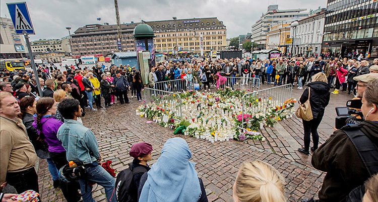 Blommor på torget i Åbo