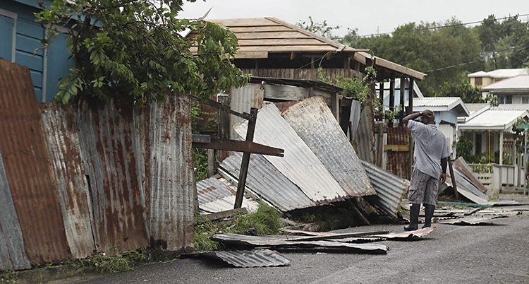 Ett hus som förstörts av orkanen