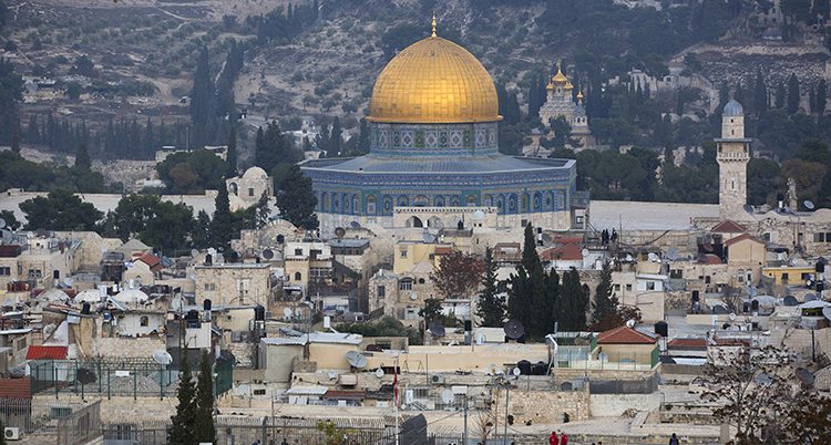 En bild av gamla staden i Jerusalem