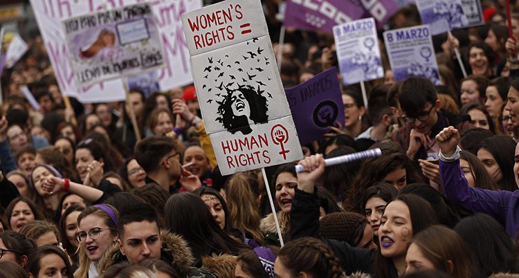 Kvinnor demonstrerade i Spanien
