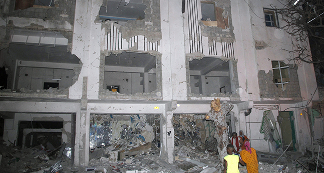 Hus som förstörts av en bomb