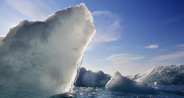 Ett isberg i Arktis sticker upp ur vattnet