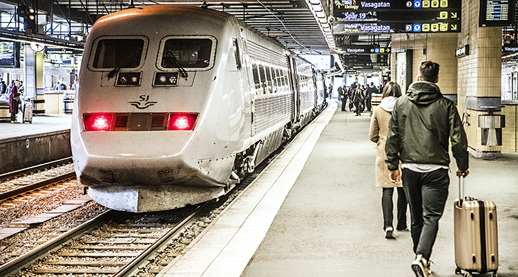 Ett tåg på stationen i Stockholm