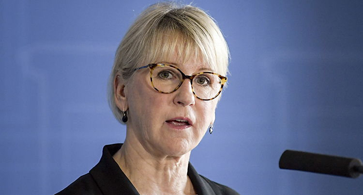 Bild på Margot Wallström när hon pratar.