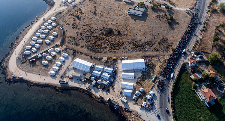 Läger för flyktingar på Lesbos.