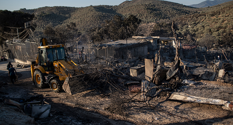 Greece Migrant Camp Blaze