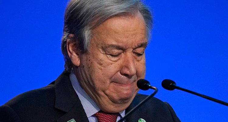 António Guterres ser ledsen ut.