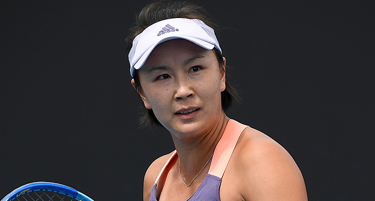 Peng Shuai under en match i tennis.