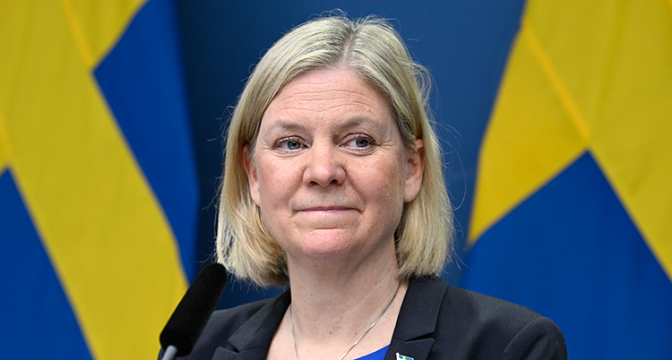 Magdalena Andersson under en presskonferens vid ett annat tillfälle.