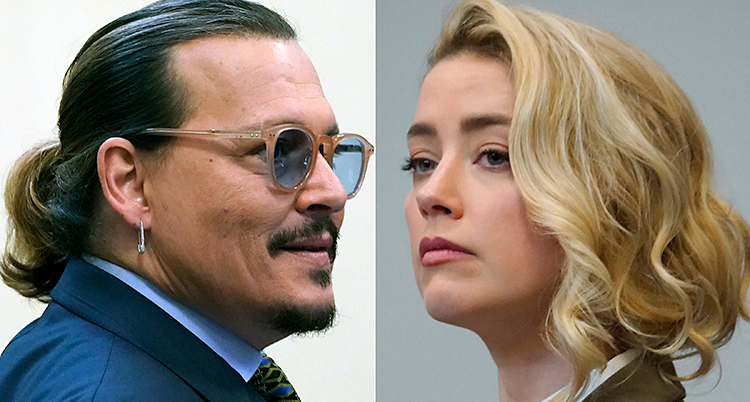 Två bilder som är ihopsatta till en bild. Till vänster är en bild på Johnny Depp. Till höger en bild på Amber Heard.