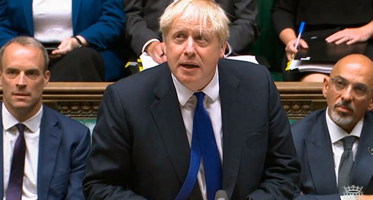 Boris Johnson i parlamentet.