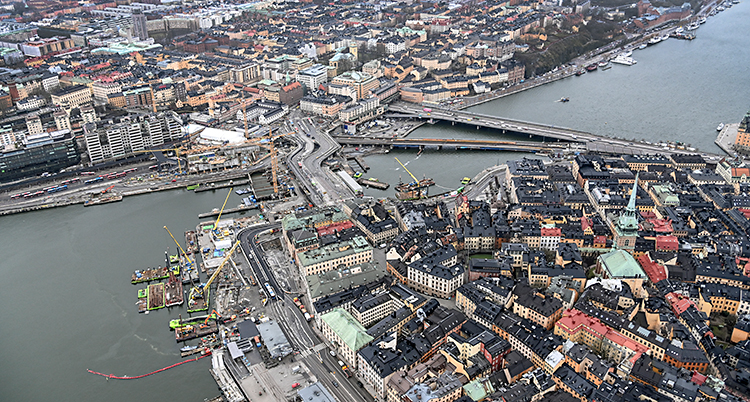 En flygbild över Stockholm.
