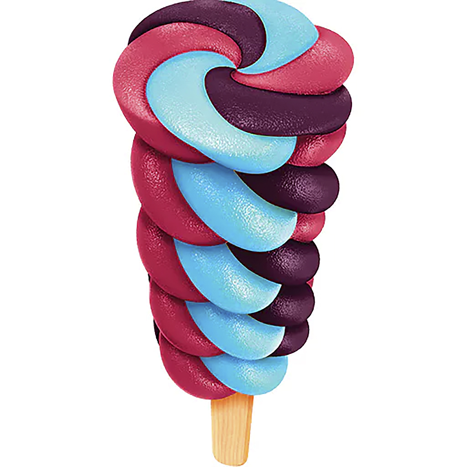 En snurrad isglass i blått och lila. Twister Cosmixx. 
