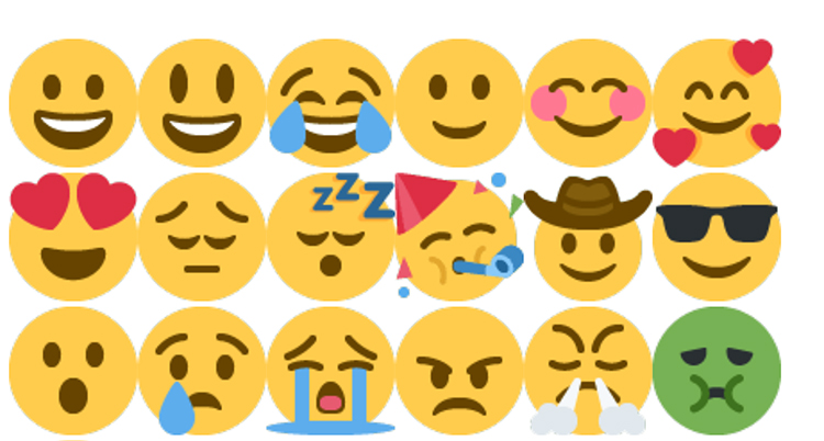 Många olika emojis intill varandra.