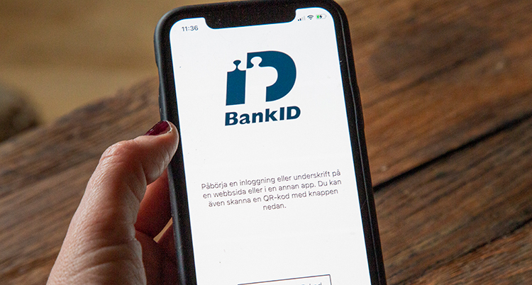 En mobil med appen bank-id.