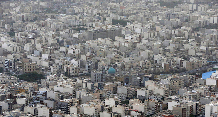 Massor av hus i staden Iran.