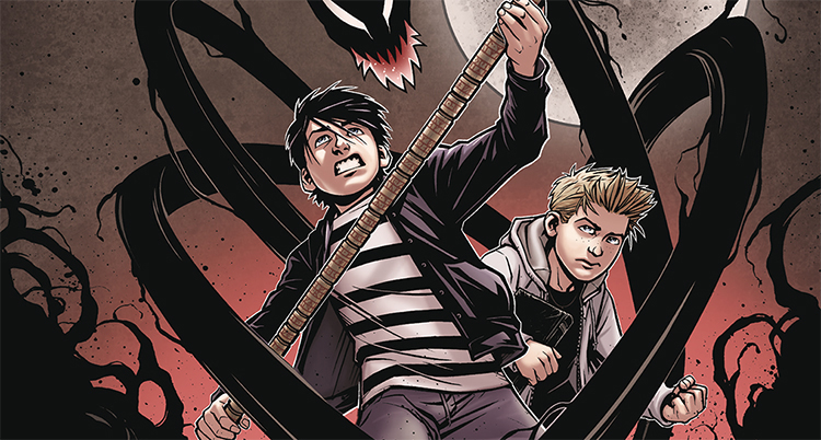 En tecknad bild på två pojkar.