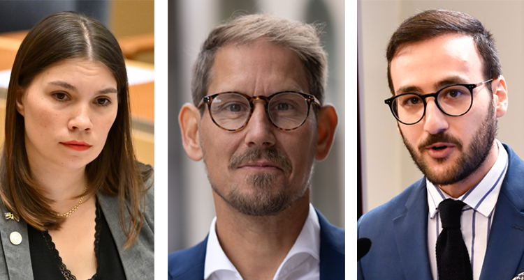 Tre ansikten på nära håll.